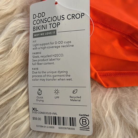 NWT Athleta Conscious Crop Bikini Top, Size XL - Picture 4 of 4